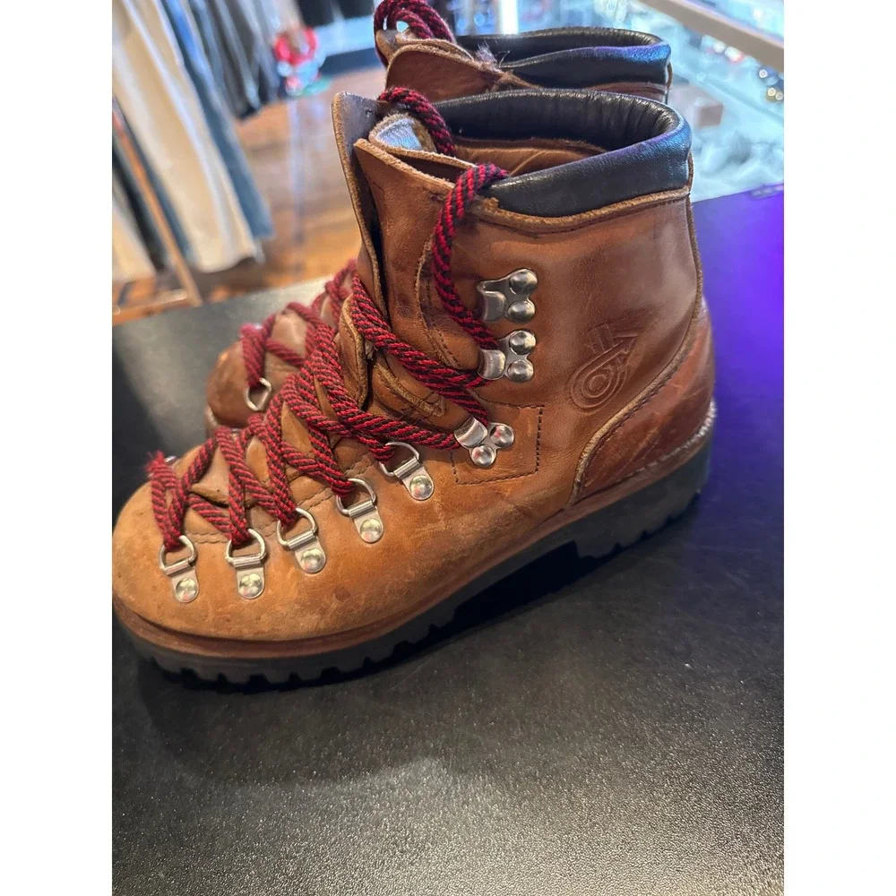 Danner Mountain Light Brown Leather Hiking Boots Mens USA Made Lug Sole 5m 6.5w - Picture 2 of 6